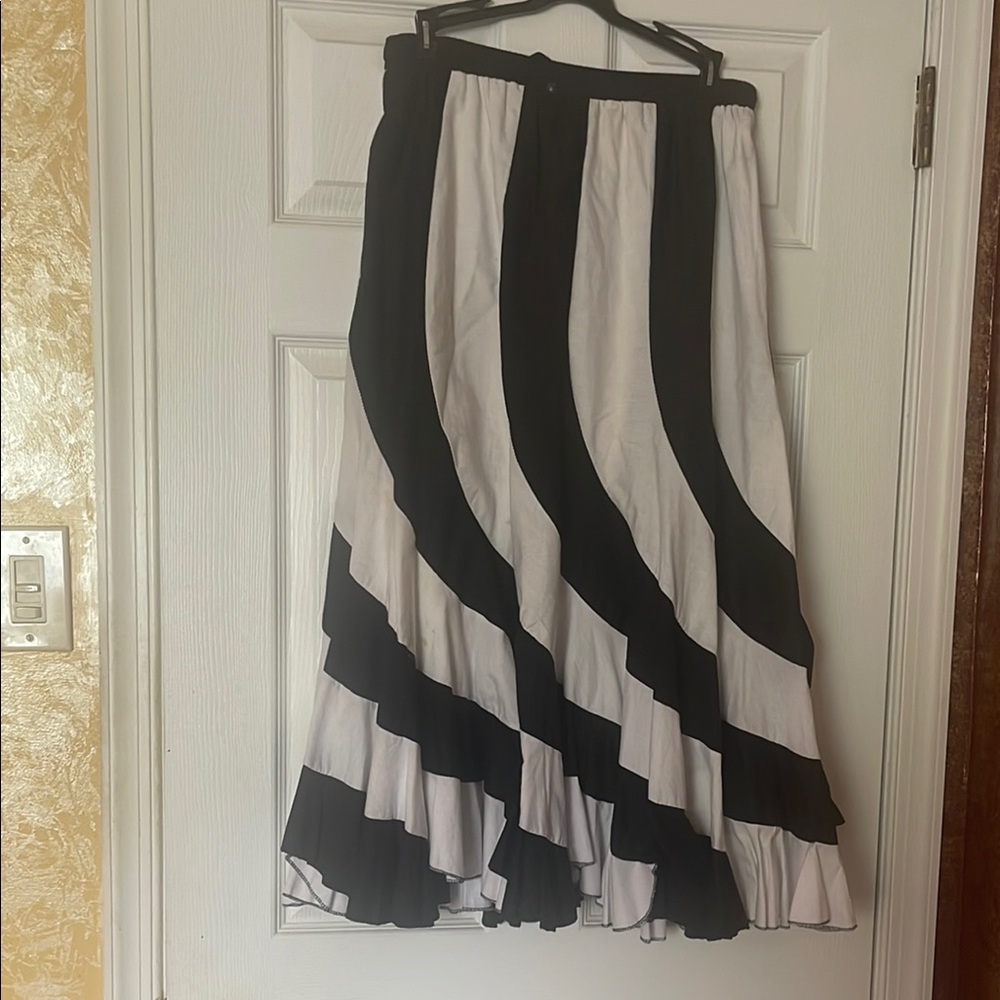 Black and White Striped Skirt